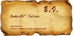 Bakró Ixion névjegykártya
